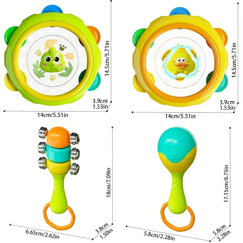 3 szt. Muzyczny bębenek ręczny - bezpieczny materiał, trwała konstrukcja, idealny na prezenty świąteczne i na Halloween