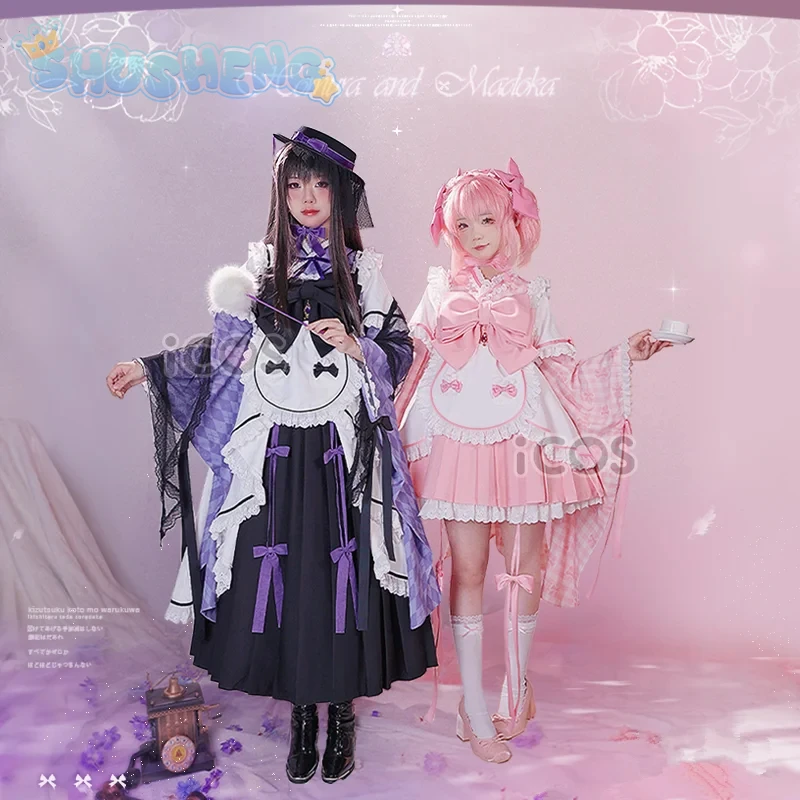 Kaname Madoka Cosplay Anime Puella Magi Madoka Magica Costume Pink Sweet Lolita Dress Accessories Halloween Christmas Girls set