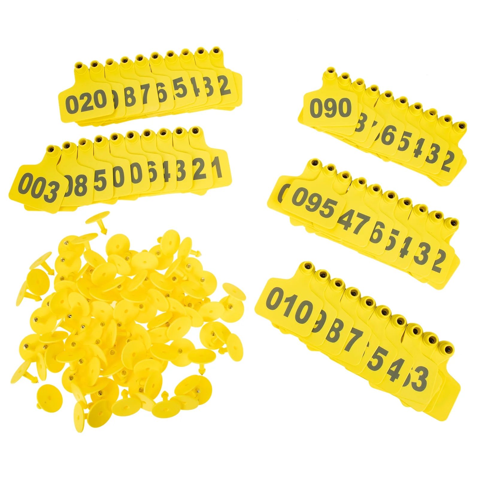 100 Sets Veterinary Ear Tag Number Livestock Tags Animal Signs for Calf Sheep Pig Plastic Cow Cattle