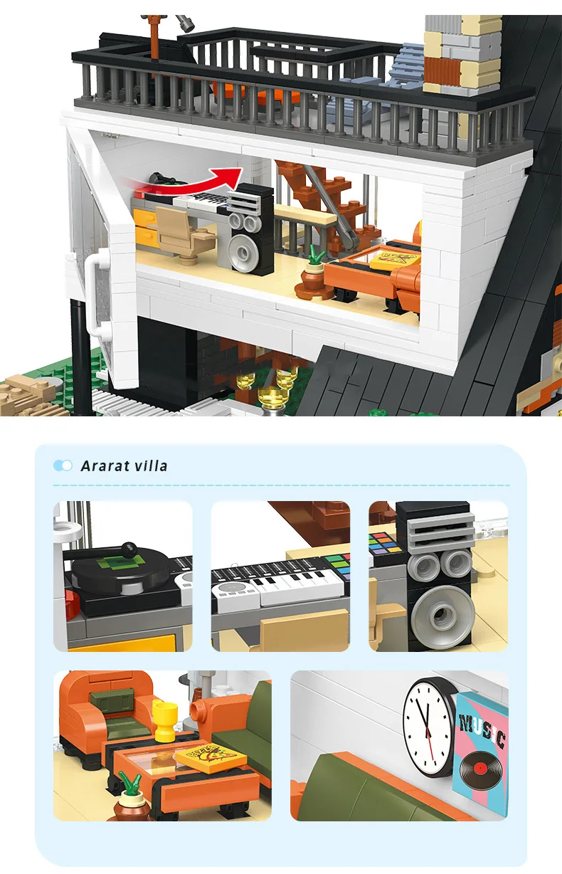 Kreatives Baustein-Set Australien Stadtansicht Ararat Villa Baukasten-Modell Lehrreiches Spielzeug Sammlerstück Mit Beleuchtung – Detail 6