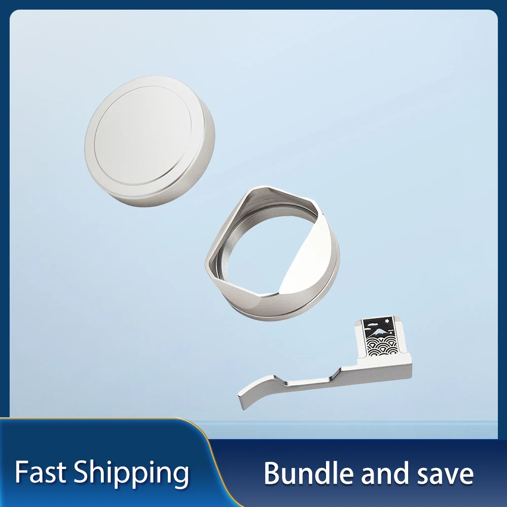 

Square Metal Camera Lens Hood Thumb Up Grip Kit with Cap for Fujifilm Fuji X100VI X100V Hot Shoe Cover Replaces Accessories