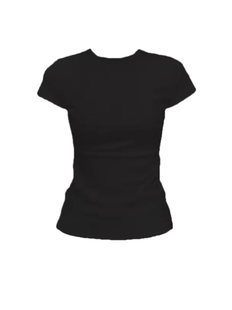 

Футболки женские с коротким рукавом, универсальные, Новое поступление, повседневные, однотонные, простые, женские, летние, в корейском стиле, уличная одежда, удобные базовые футболки