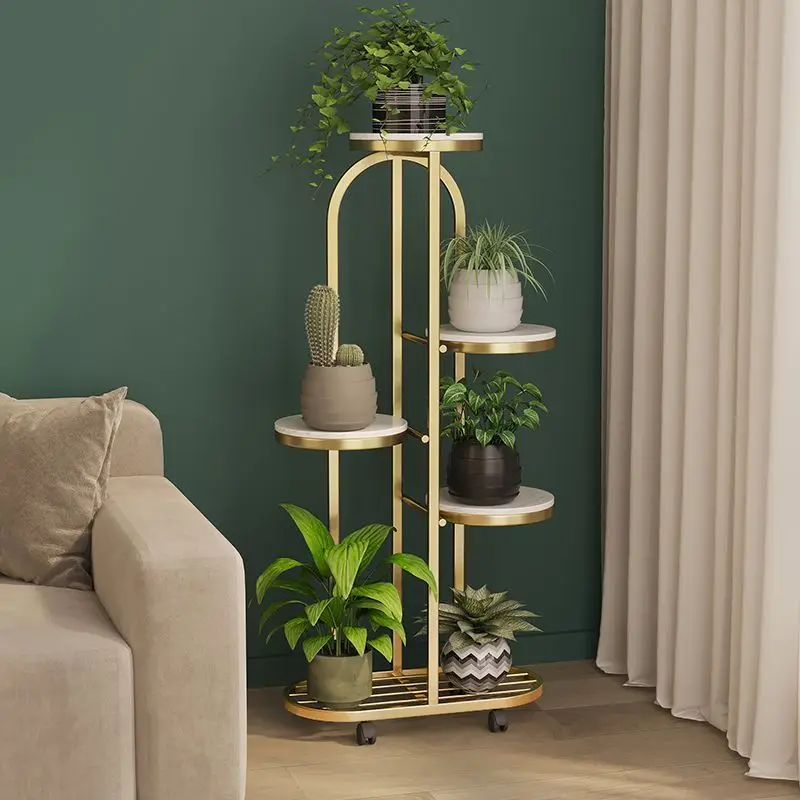 DSA light luxury multi-layer wrought iron flower stand indoor living room balcony floor-to-ceiling flower pot rack
