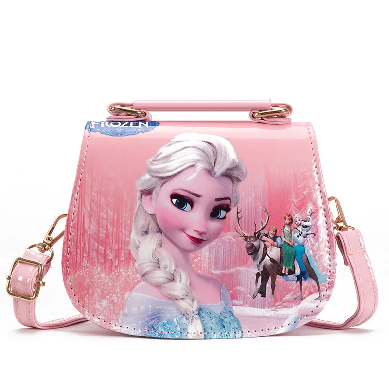 

Cartoon 2026 New Disney Frozen Elsa Pink Glitter Crossbody Bag Girls Princess Tote Bag with Shoulder Strap Kids Birthday Gift