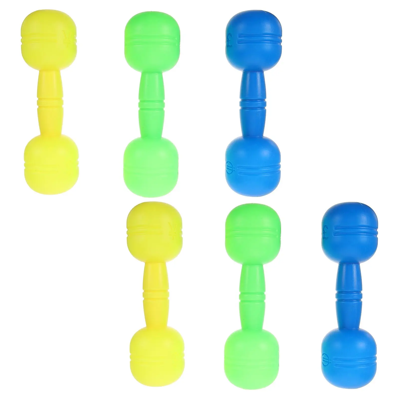 

3 Pairs Audio Dumbbell Kids Weights Yellow Blue Green Toy Smooth Edge Safe PVC Material Hand Eye Coordination
