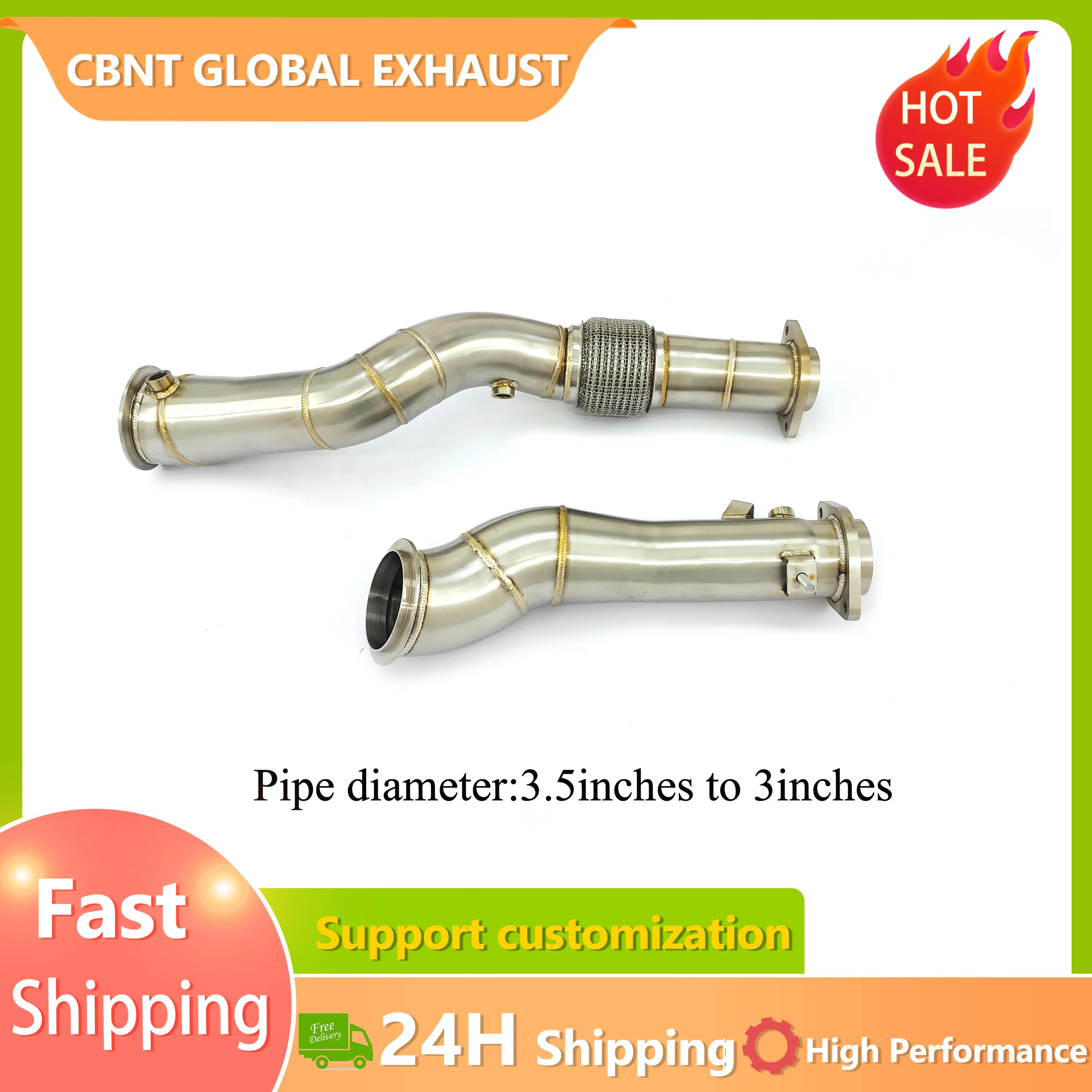 

CBNT Hot Selling Sport Racing S58 Downpipe for BMW M2 G87 M3 G80 M4 G82 X3M G01 3.0T Free Flow Downpipe 3.5' to 3' Exhaust Pipe