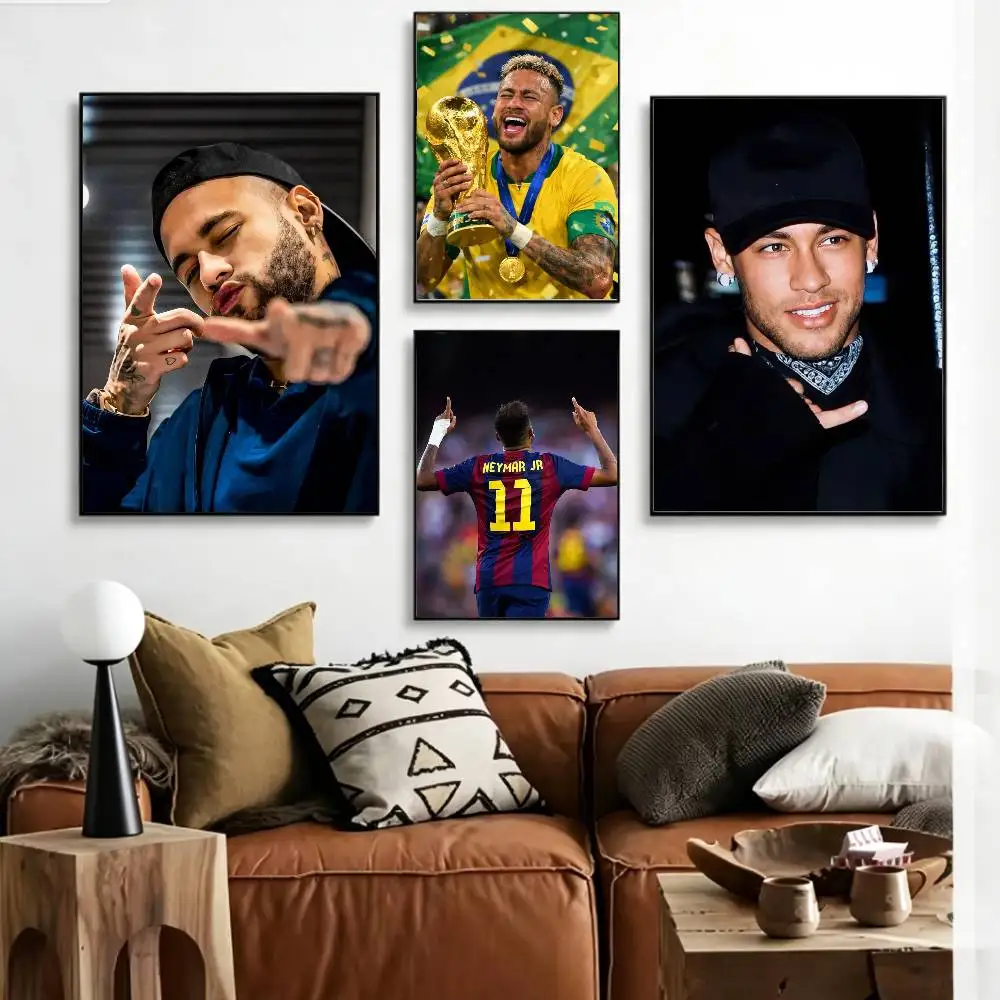F-Footballer N-neymar J-jr  Poster HD Self Adhesive Waterproof Wall Art Ideal for Home Office Dorm Gift