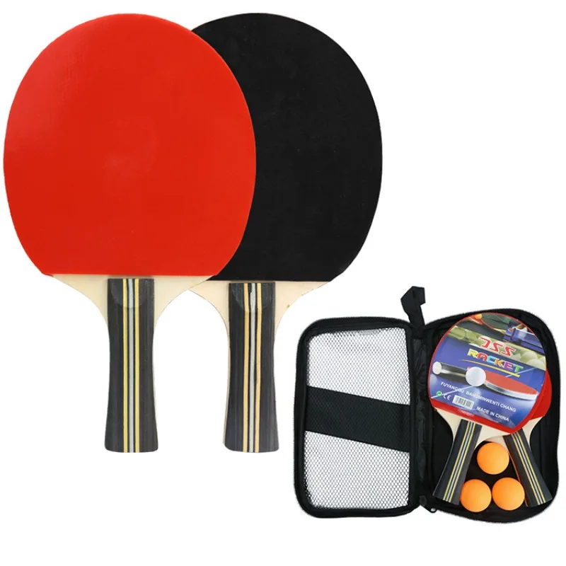 High quality Portable Ping Pong Racket Set Table Tennis Blade Rackets Paddle of 2 Long Handle Ping Pong Paddles + 3 balls