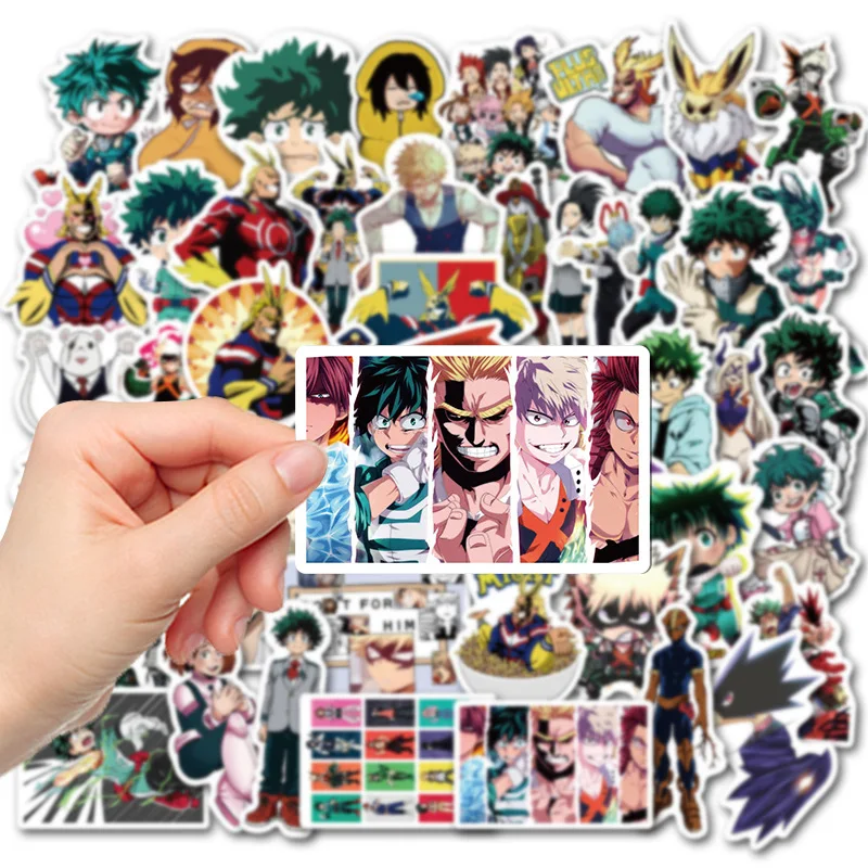 50 قطعة ملصقات أنيمي Kawaii بطلي الأكاديمية Midoriya كل مايت Bakugo Todoroki Mirio Shigaraki سكرابوكينغ القرطاسية ملصق