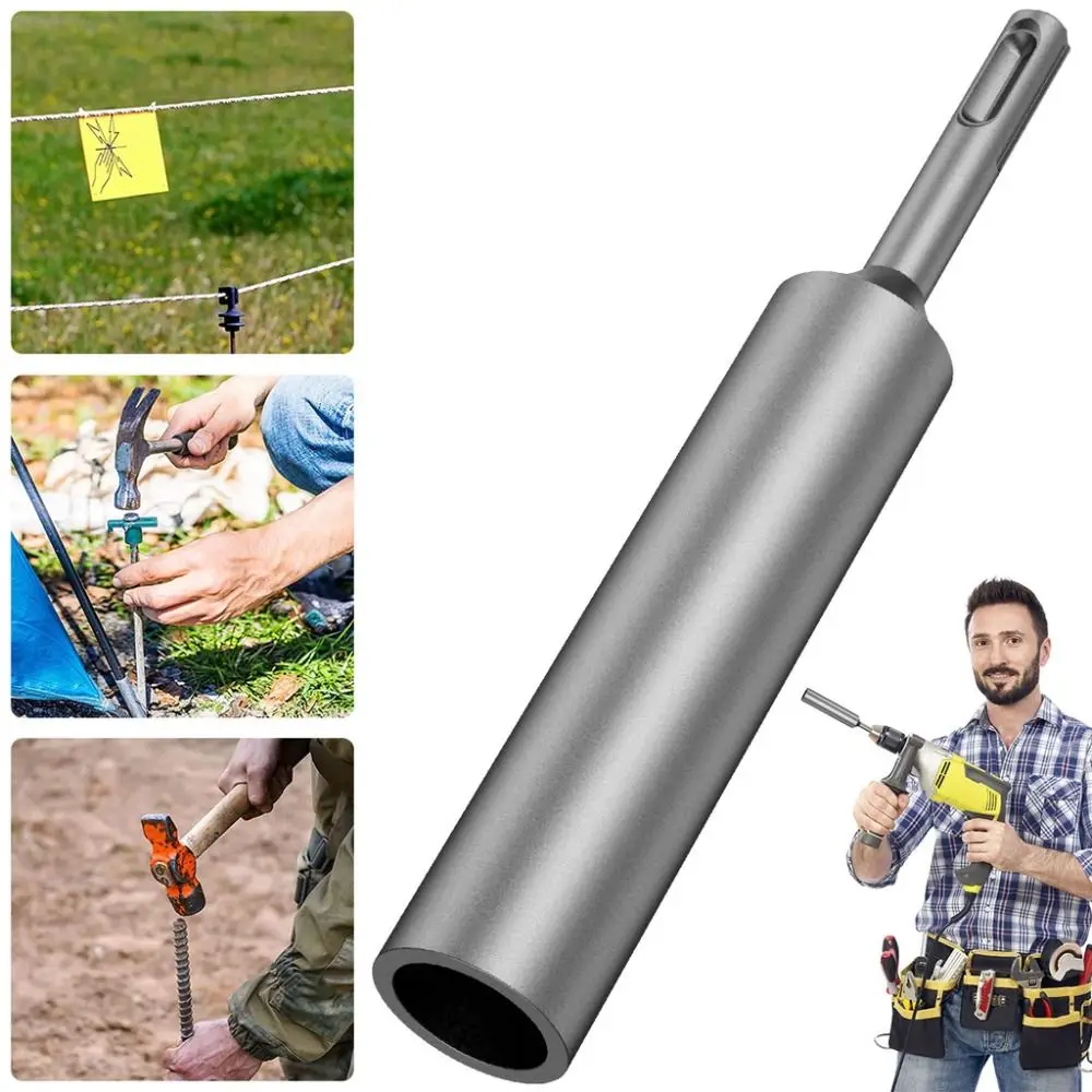 Alloy Steel SDS Adapter Hammers Drills Rock Crusher Rust-proof Ground Rod Driver Adapter Round Handle Wear-resistant