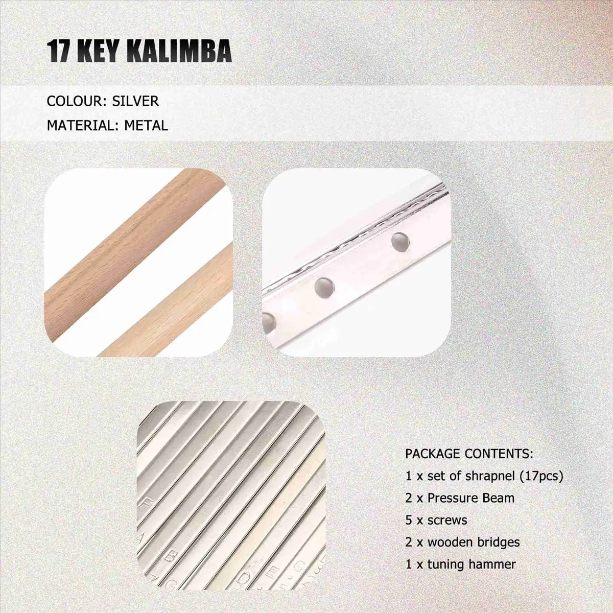 ABJA 17 Keys Kalimba Thumb Finger Piano DIY Keys+Bridge+Tuning Hammer Kit Musical Instrument Part Accessories