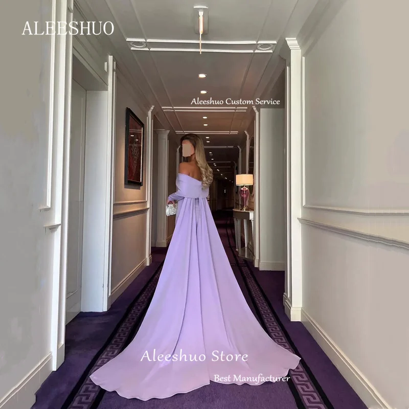 Aleeshuo Vintage Mermaid Satin Prom Dresses Sexy Boat Neck Off The Shoulder Evening Party Dresses Floor-Length Gown Customized