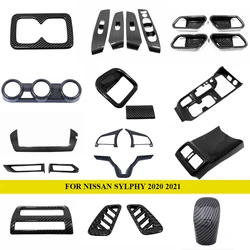Car Interior Accessories For Nissan Bluebird Sylphy 2020 2021 2022 ABS Carbon Fiber Front Center Air Outlet Vent Cover Trim