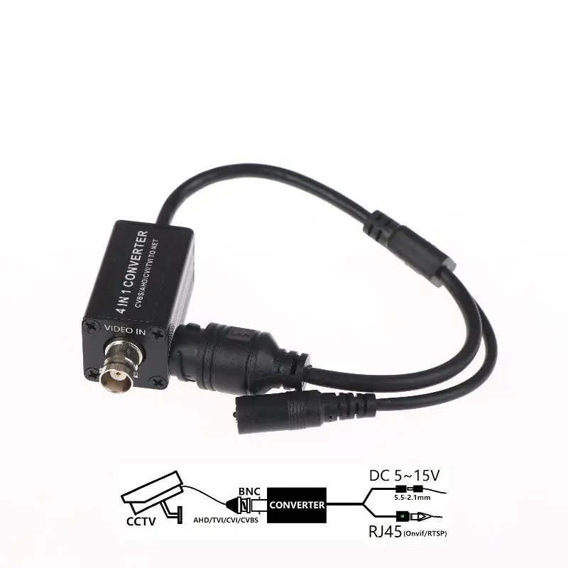 【c】4-in-1-ahd-tvi-cvi-cvbs信号コンバーター-bnc入力-rj45出力-h265-rtspアダプター-セキュリティカメラシステム用-dc-5-15v