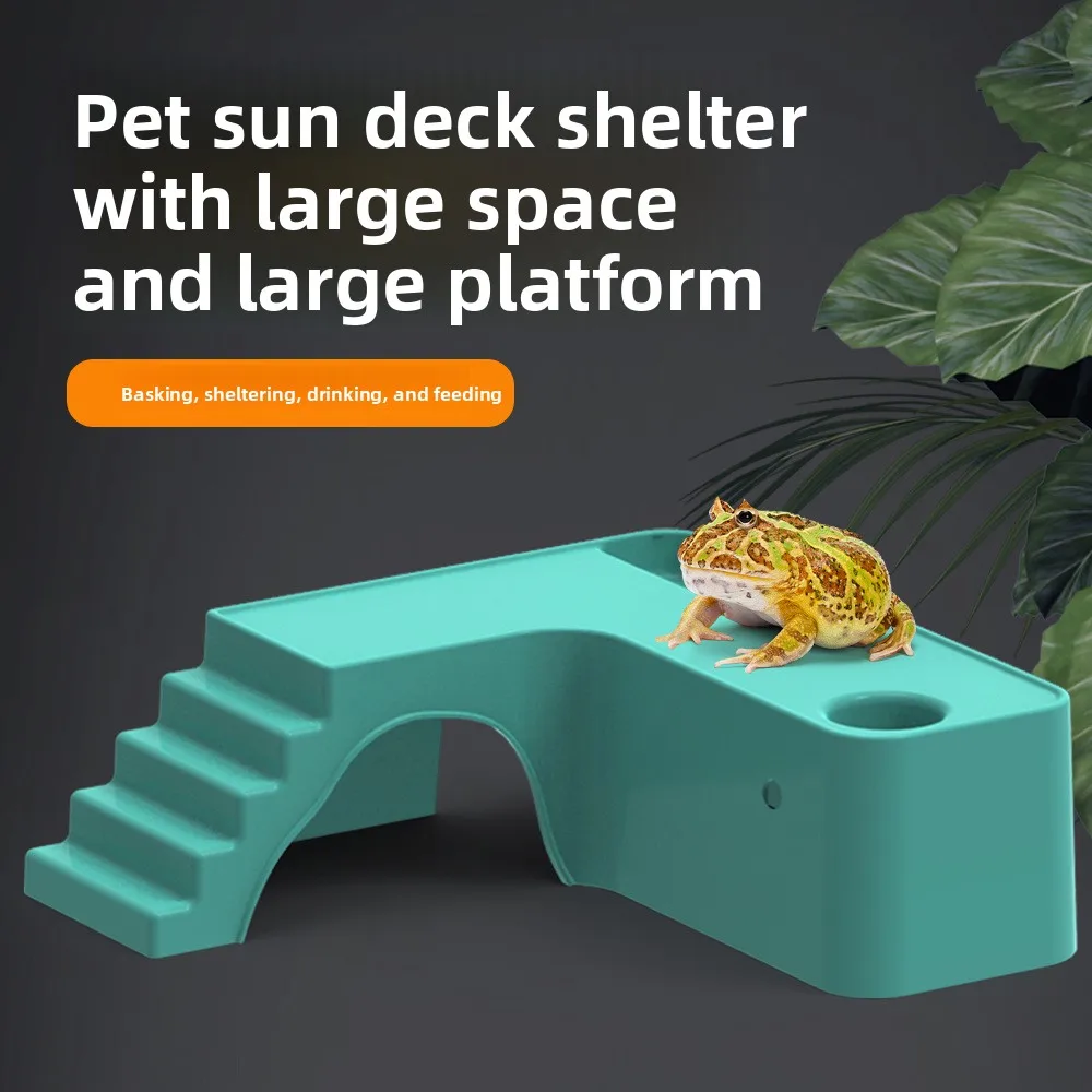 NOMOY Multi-Level Small Pet Platform with Ramp, Hideout & Food Dish - Cage Decor for Hamster, Chinchilla, Gerbil