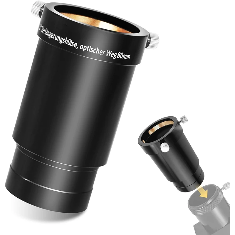 

Удлинительная трубка для окуляра, металлический оптический удлинитель для астрономических телескопов, 2 дюйма, длина 35 мм/50 мм/80 мм