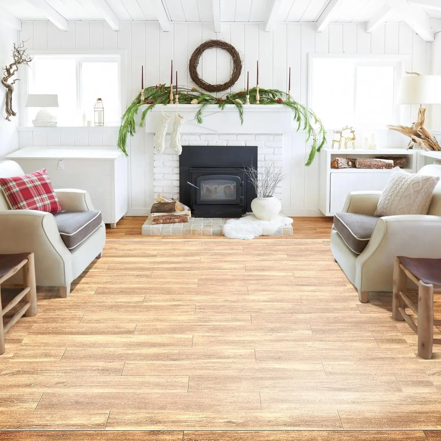Plastic Floor Mat for Home, 8' x 12' Waterproof Area Rug for Living Room, Non-Slip Area Rug for Dining Room, Office Laundry
