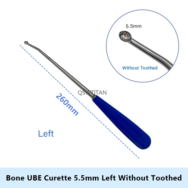 Bone Curette UBE Left Right Stainless Steel Orthopedic Surgical Instruments 1pc