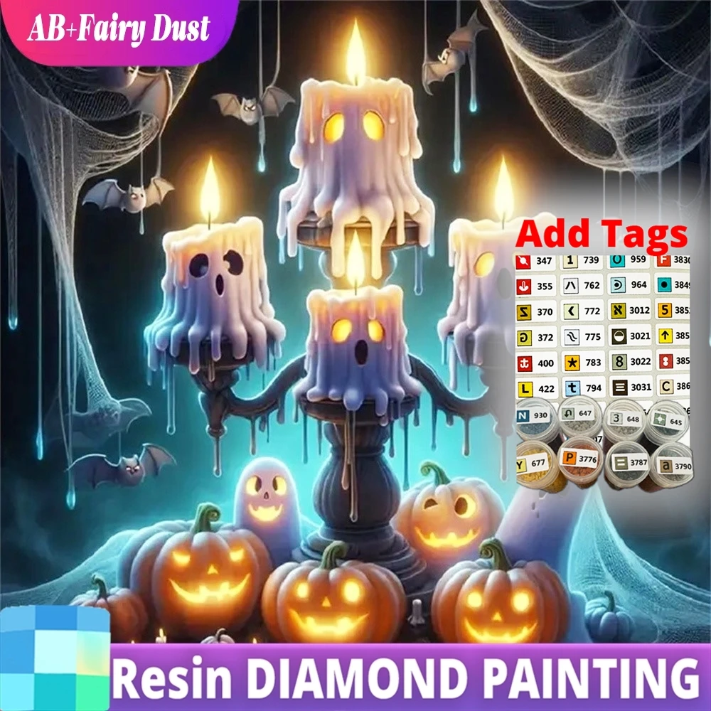 

Смола AB Фея Пыль Полный Квадратный Круглый Алмаз Мозаика Свеча Пейзаж Картина Стразы Картина Тыква Новое Прибытие DIY Привет