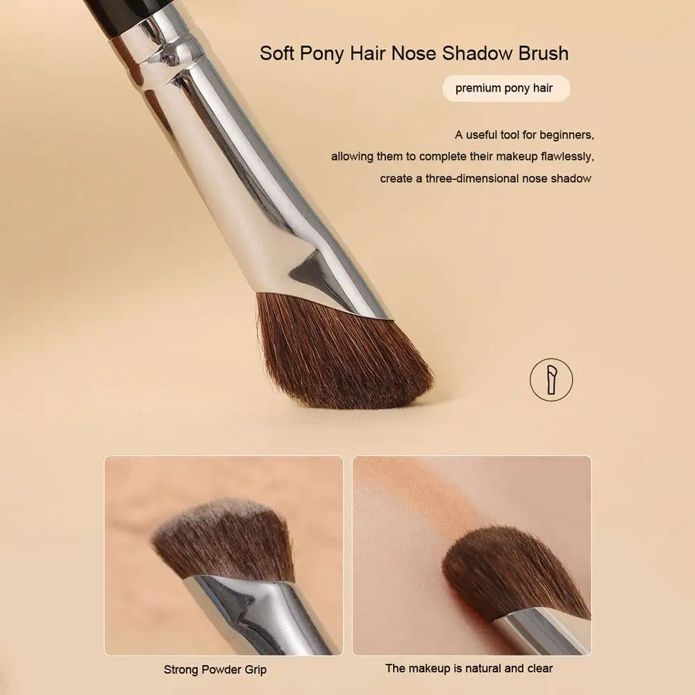 Horsehair Sickle Nose Shadow Brush Oblique Nose Trim Brush Shadow Side Shadow Brush Oblique Knife Highlight Makeup Concealer