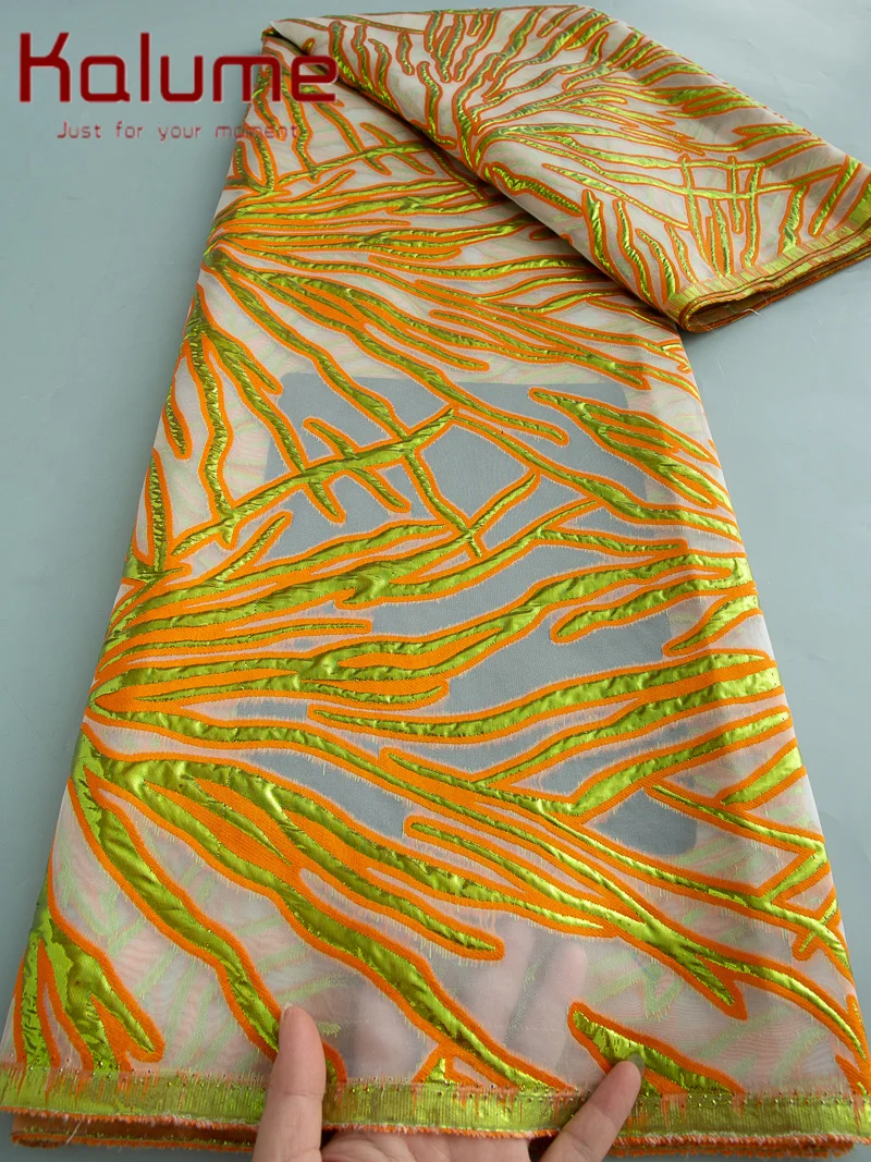 ผ้าแจ็คการ์ดโบรเคดกินี Kalume ล่าสุด 5 หลา ผ้าลูกไม้แอฟริกัน 2025 ผ้าโบรเคดไนจีเรียคุณภาพสูงสำหรับชุดแต่งงาน