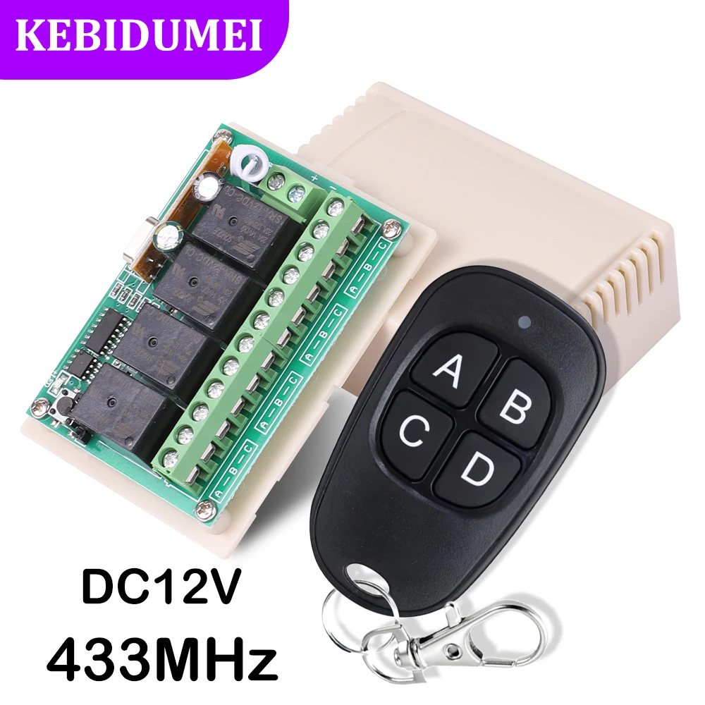 Interruptor de Control remoto de 433Mhz, Control remoto de aprendizaje inalámbrico RF DC12V 1CH, módulo receptor de relé, transmisor RF, cerradura electrónica