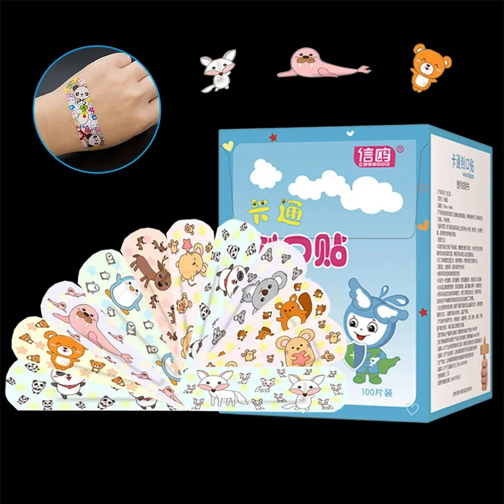 100pcs/lot Cute Cartoon Medical Patch Waterproof Wound Adhesive Bandages Dustproof Breathable First Band Aid Adhesive for Kids