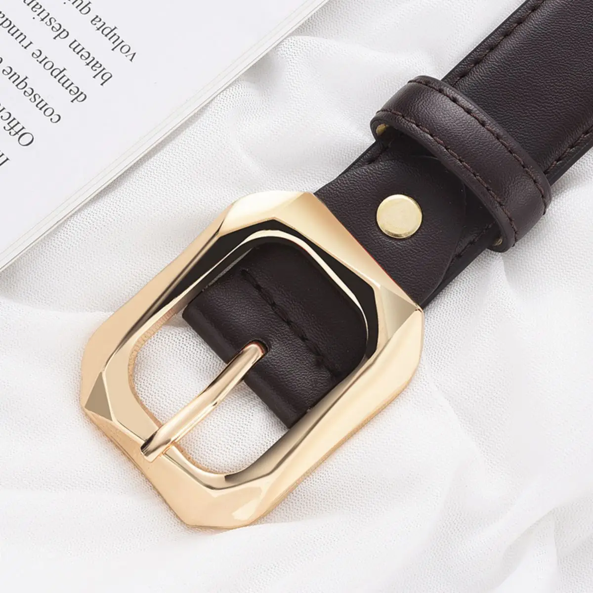 Neuer Damengürtel Trend Gold Nadelschnalle Gürtel PU-Ledergürtel Authentischer passender Jeans Günstiger Gürtel – Detail 9