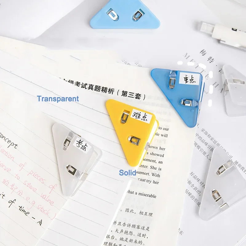 5pcs Mini Color Corner Clips Set Transparent & Solid Colorful Page Holder Paper Clip Clamp File Index Photo Office School