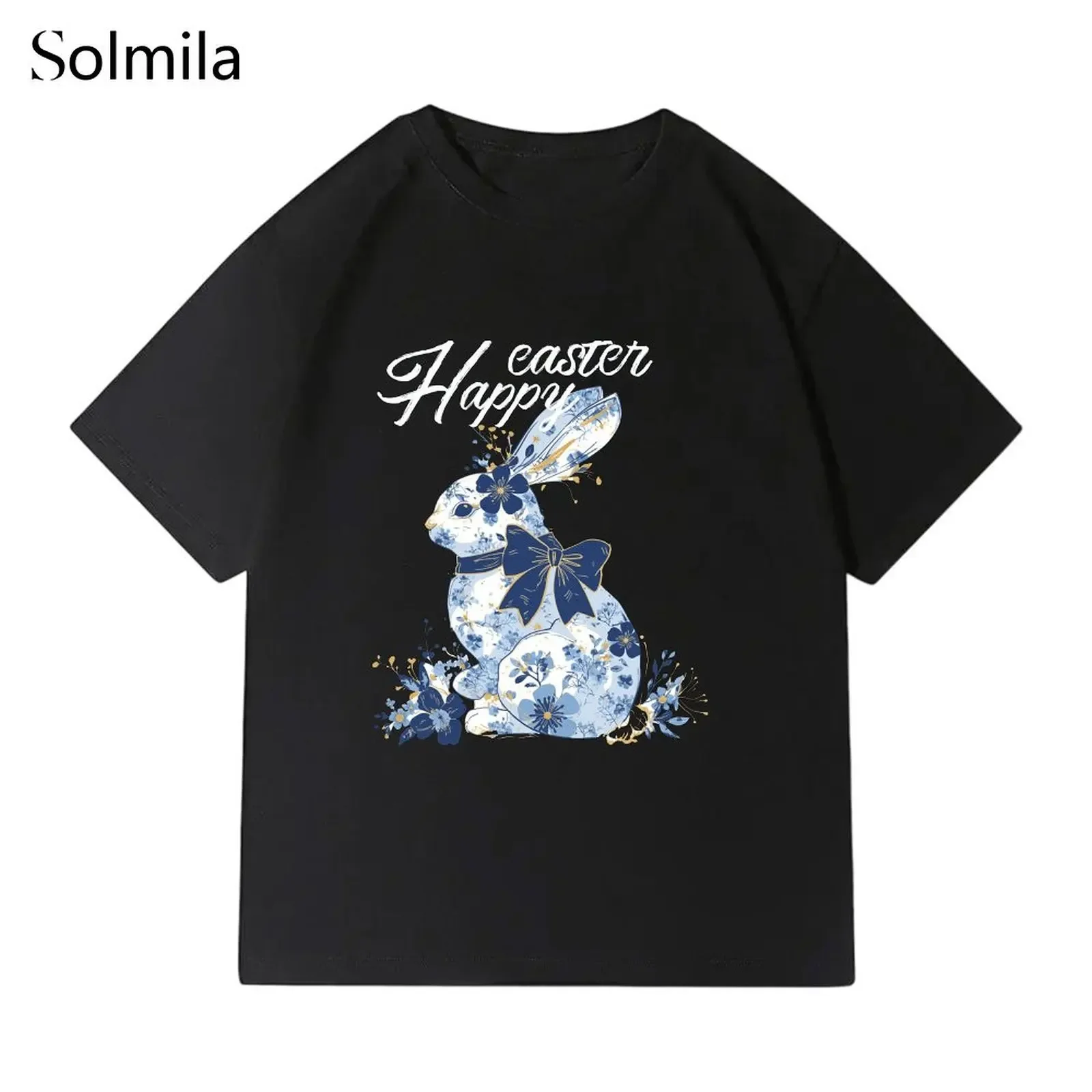 

Casual Oversized Women T Shirt Rabbit Summer Graphic Tee Vibrant Colors Lounge Comfortable Short Sleeve Ringer Top Streetwear