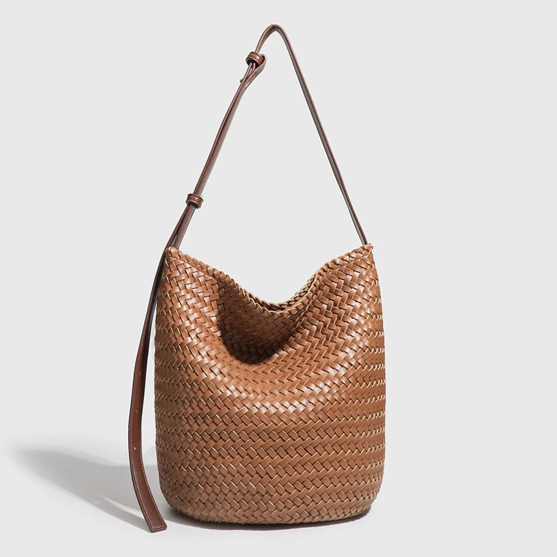 Handmade Weave Bucket Bags For Women Luxury Designer Handbags And Purses 2026 New In Vintage Casual Vacation Shoulder Crossbody