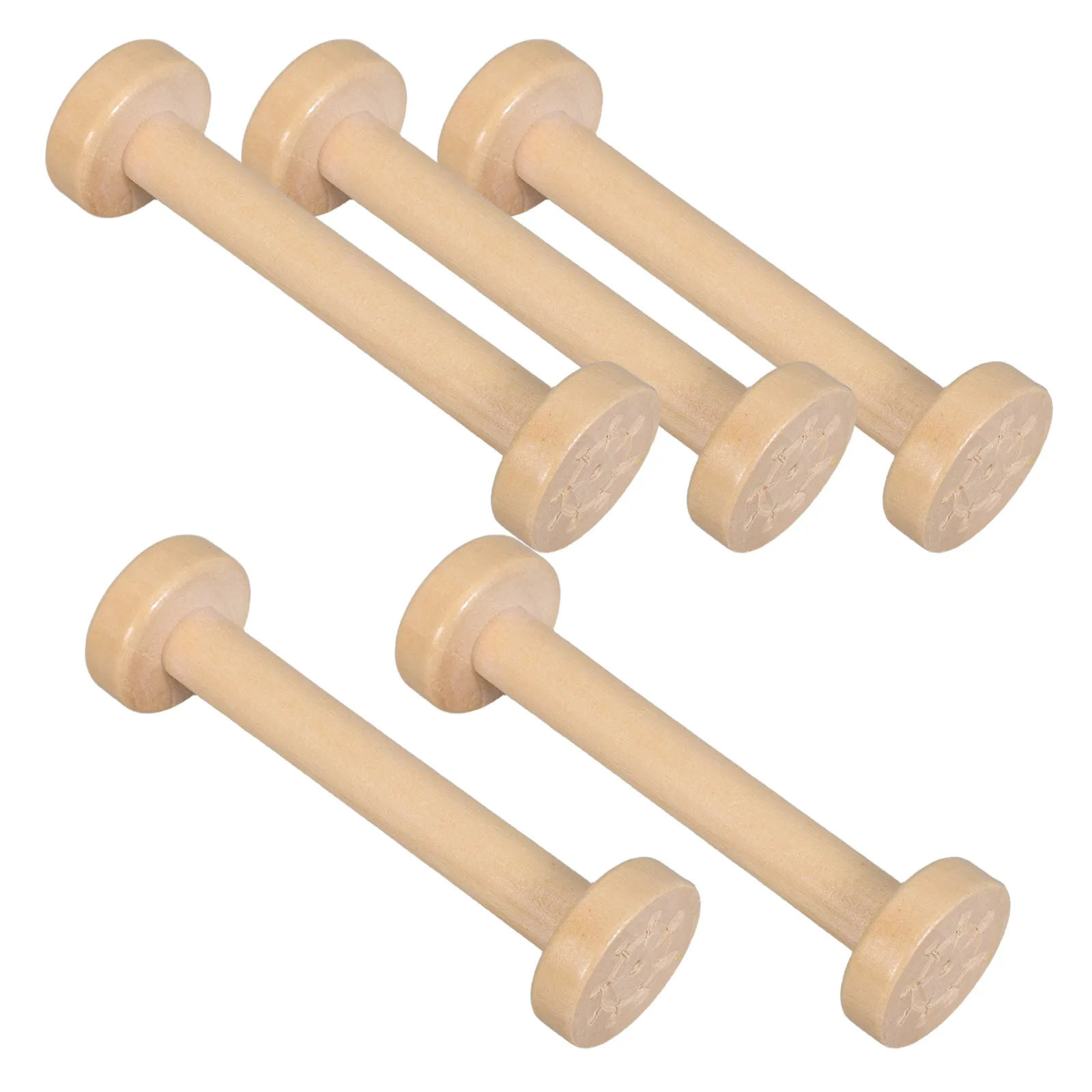 5Pcs Wooden Spools Natural Vintage Textile Bobbins Smooth Design for DIY Sewing Ribbon Yarn Cord Projects Rustic view 5