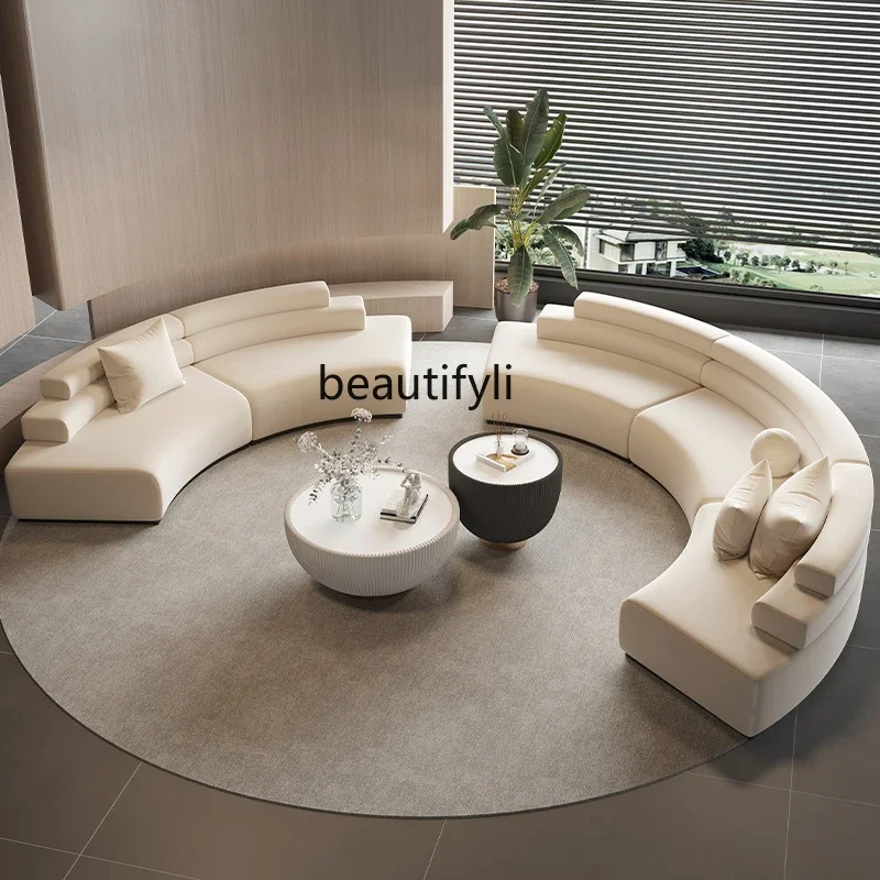 

Semicircular curved special-shaped sofa, sitting area, beauty salon office, meeting guests for negotiation