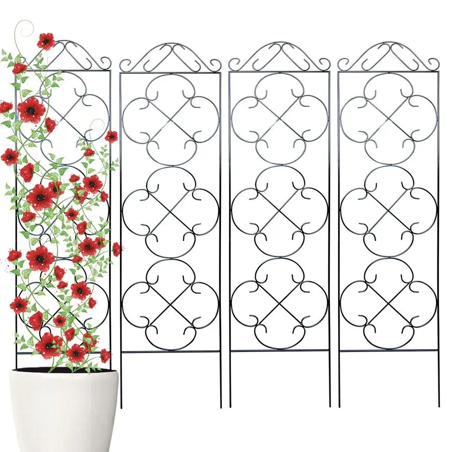 

Металлическая опора для растений Trellis, 4 шт., 48 дюймов (В) x 12,5 дюймов (Ш), подходит для горшечных растений, для использования в помещении и на улице, для вьющихся растений и цветов.
