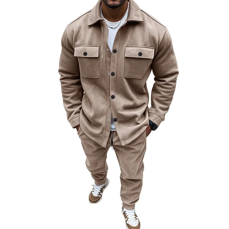 

Casual Men's Matching Sets Jacket Solid Color Long Pants Anorak Men's Set Jackets Tracksuit Men Coat 2 Piece Set Male Outerwear