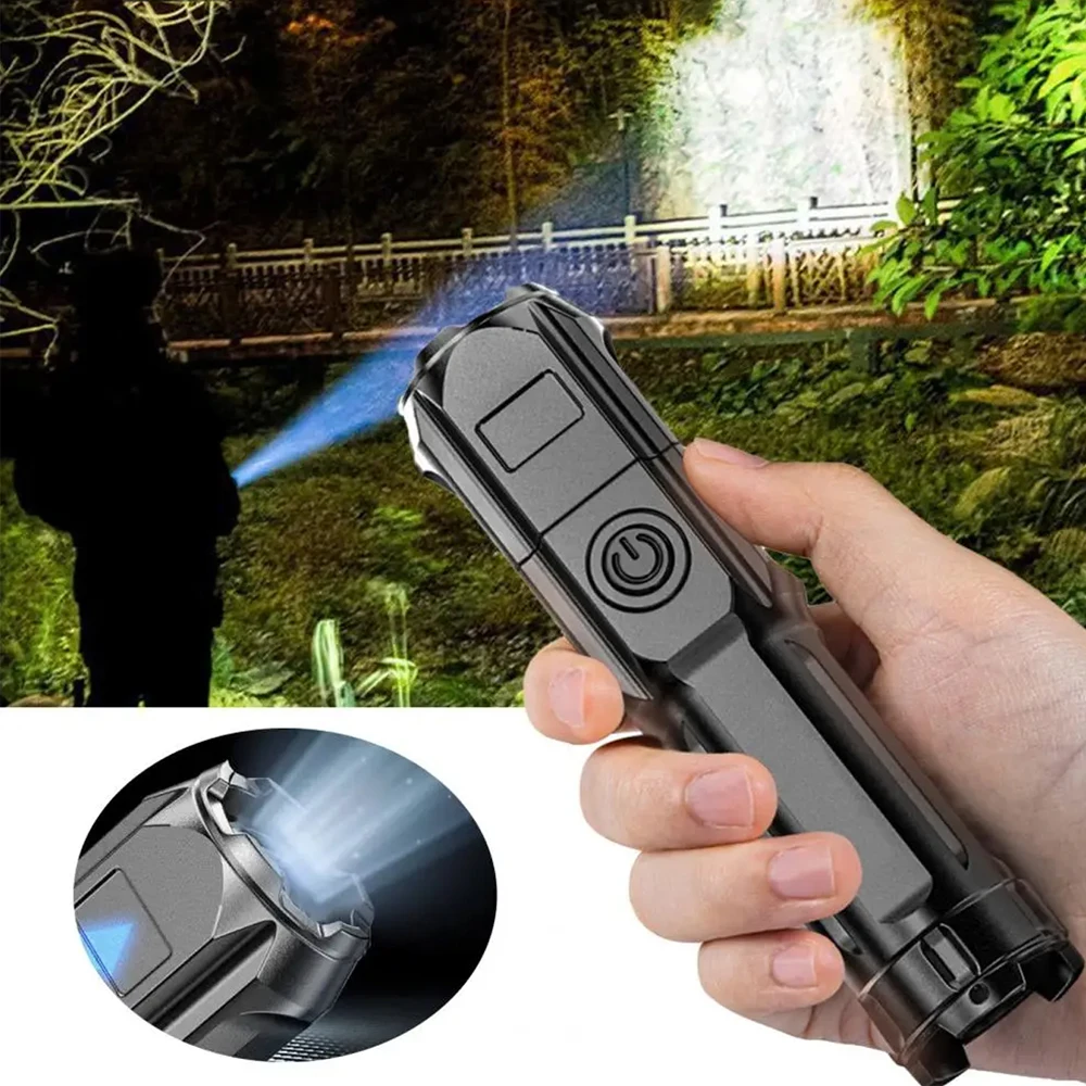 Flashlight Portable ABS USB Rechargeable Multifunctional Torch Outdoor Camping Fishing Hidin Dog Walking Emergency Lighting ﻿