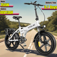 VITILAN V3 E-Bike 750W Motor 48V13AH Battery Hydraulic Braking Fold Electric Bike 20-Inch Tire All Terrain Electric Bicycle