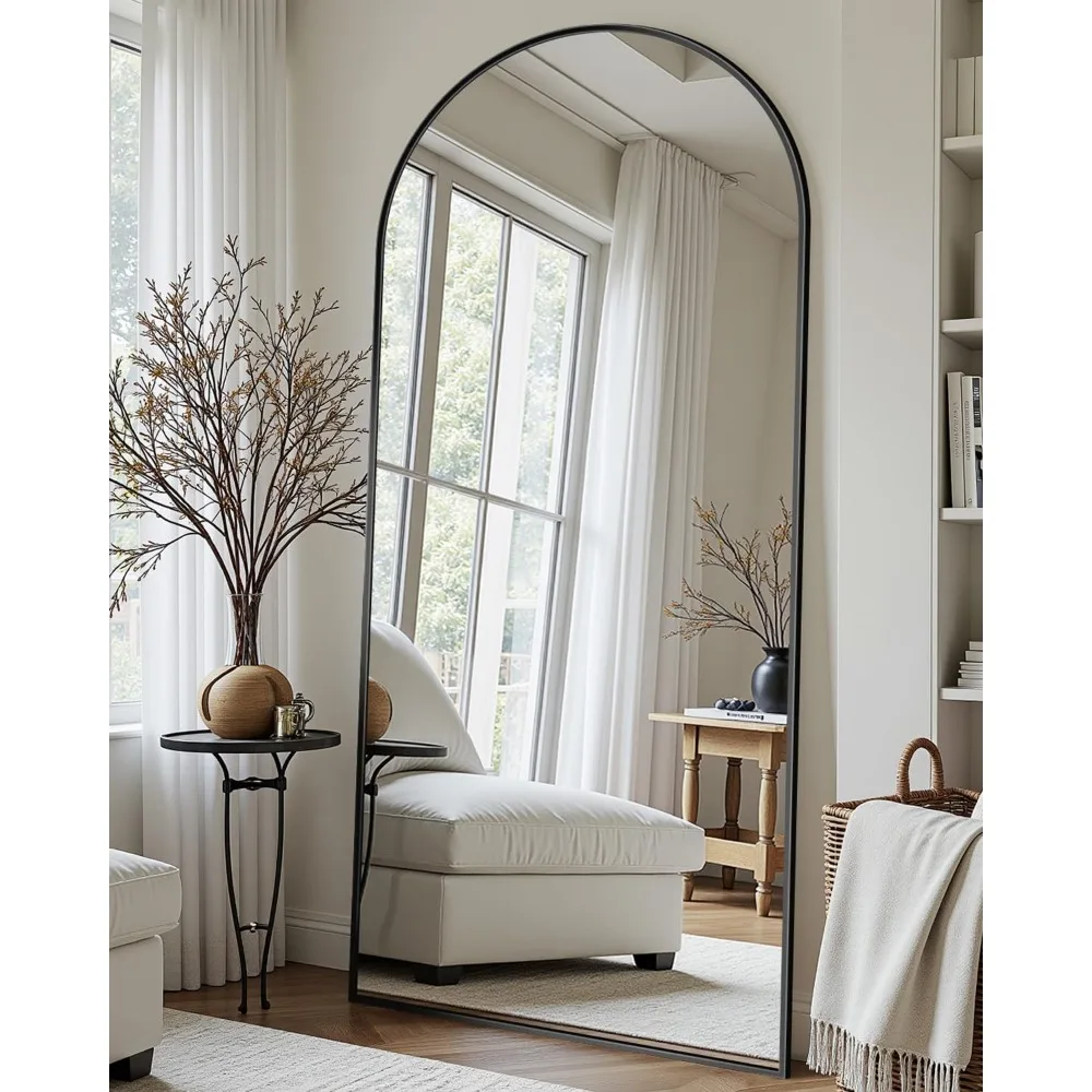 مرآة قائمة مقوسة كاملة الطول مقاس 68 × 26 بوصة لغرفة النوم وغرفة المعيشة وصالة الألعاب الرياضية والنوم - مرآة أرضية أنيقة مقاومة للكسر
