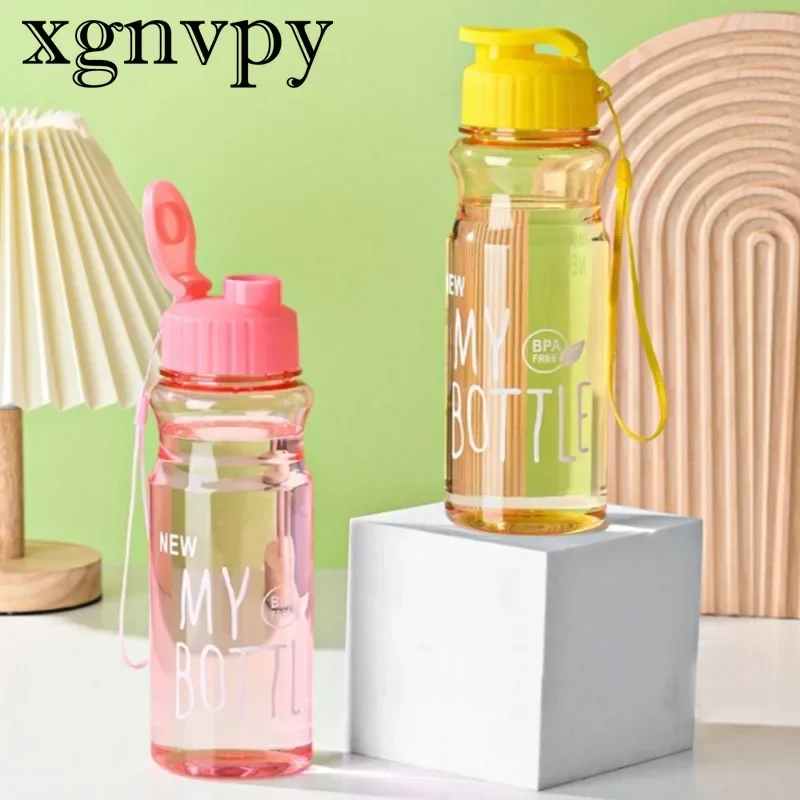 xgnvpy Gift Plastic Water Bottle Large Capacity Sports Kettle Transparent Cold Water Cup Outdoor Portable 650ml Wholesale