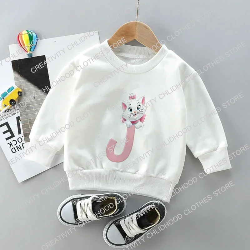 Disney-Moletons de desenho animado anime infantil, blusa kawaii, roupas casuais, letra A -Z, pulôver The Aristocats para meninas e meninos