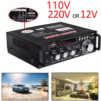 600W Home Power Amplifier 2 Channel Bluetooth 5.0 Mini Hifi Digital Stereo Sound Amplifier Support FM USB Microphone Inputs