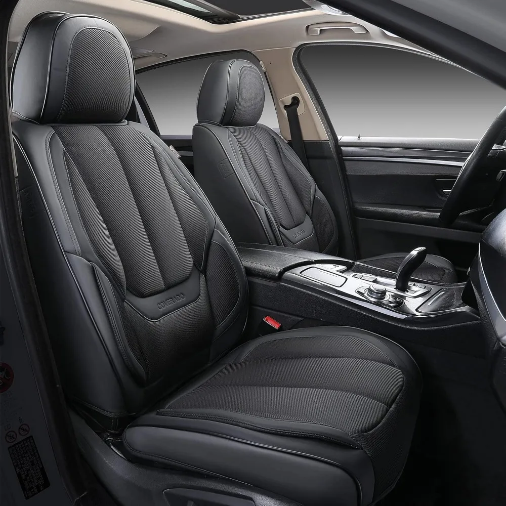 

Front and Back Seat Covers 5 Pieces, Full Set Universal Seat Covers for Cars, Breathable Fabric&Leather Car Seat Protectors, Ca