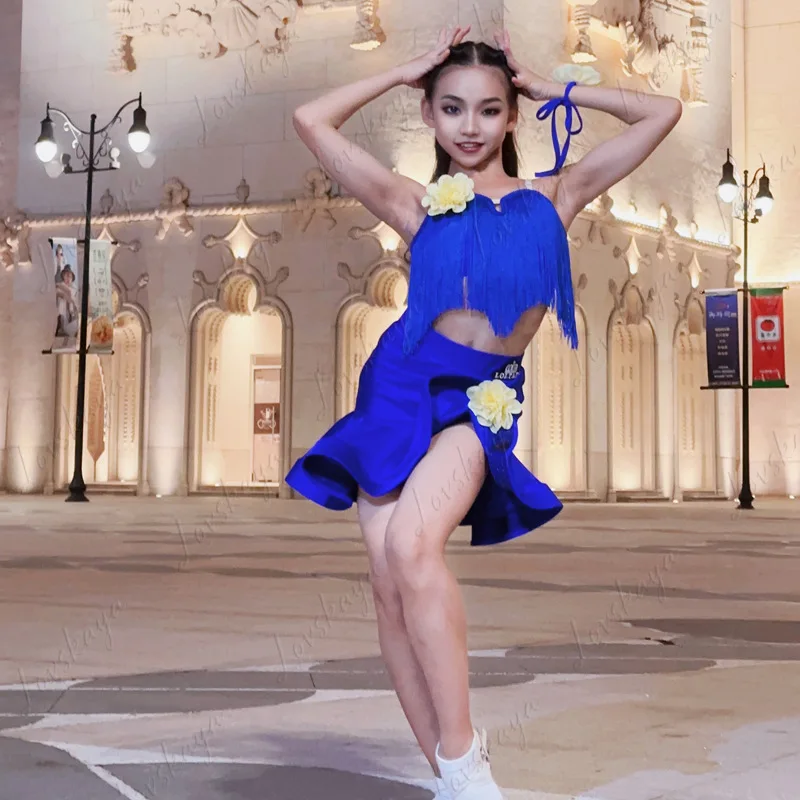 ชุดฝึกซ้อมเต้นรำลาตินสำหรับเด็กผู้หญิง ชุดฝึกซ้อมระดับไฮเอนด์สำหรับการแสดง