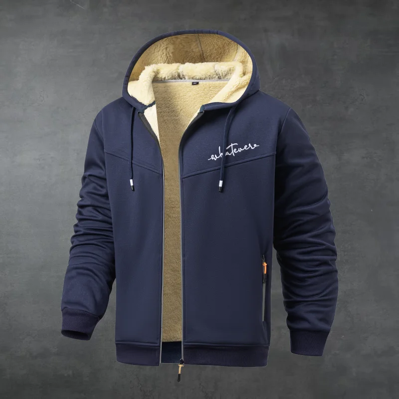 سويت شيرت صوفية بغطاء للرأس وسحاب مطبوع عليه حروف للرجال، قميص كاجوال عصري