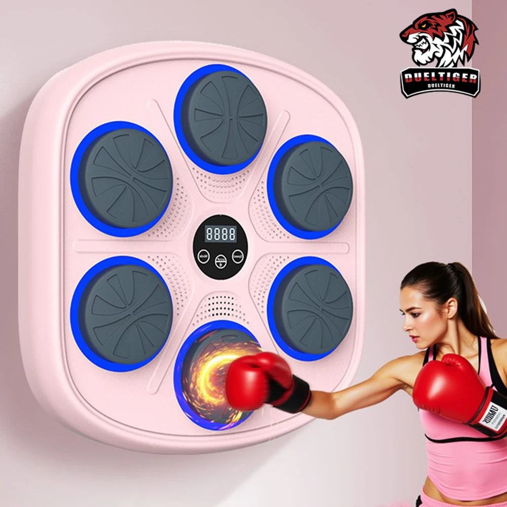 2025 New Music Boxing Machine Cute Pink Multi Functional Intelligent Bluetooth Wall Mounted Trainer Gym Electronic Wall Target