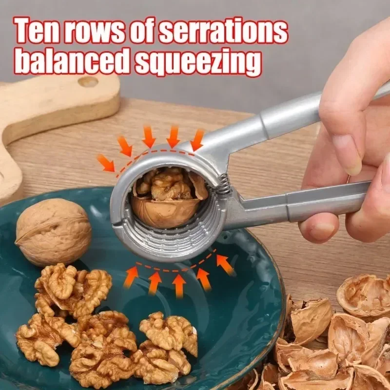 2/1pcs Portable Nut Cracker Silver Metal Walnut Clip Cracker Opener Walnut Plier Nut Shelling Tools Kitchen Gadgets Accessories
