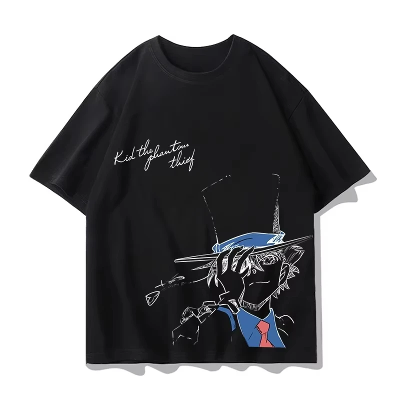 명탐정 코난 콜라보 캐주얼 반팔 티셔츠 남성 코난 몬스터 도둑 키드 애니메이션 남녀 스트리트웨어