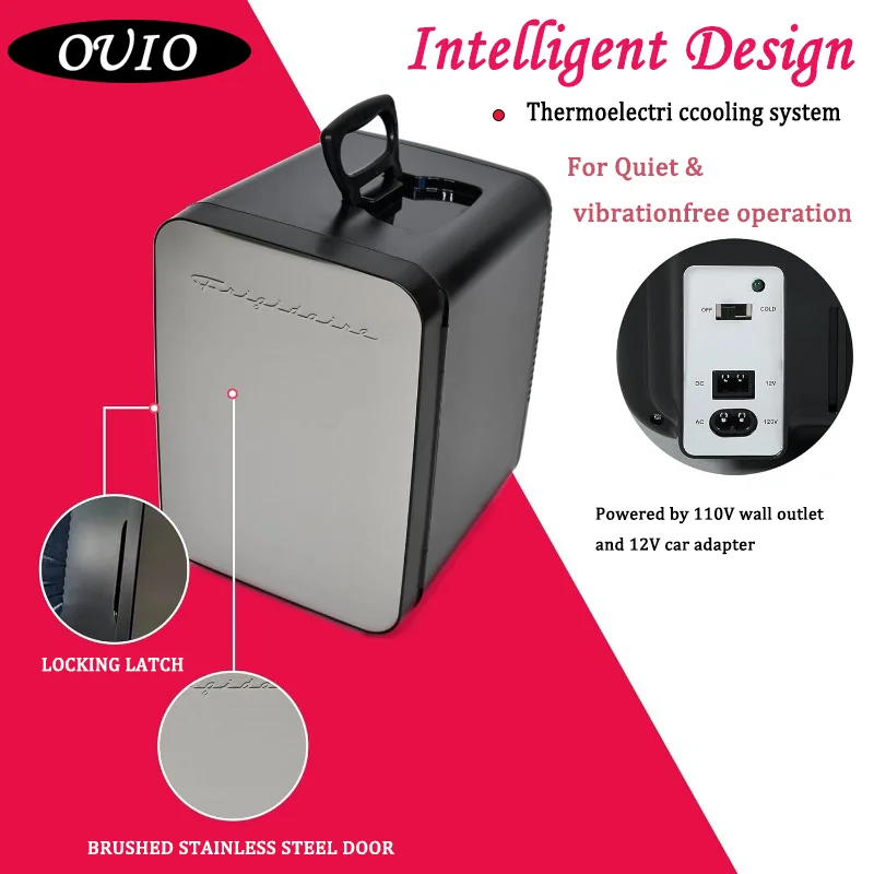 Portable 10L, 15-can Mini Fridge Brushed Stainless Rugged Refrigerator, EFMIS188-SS