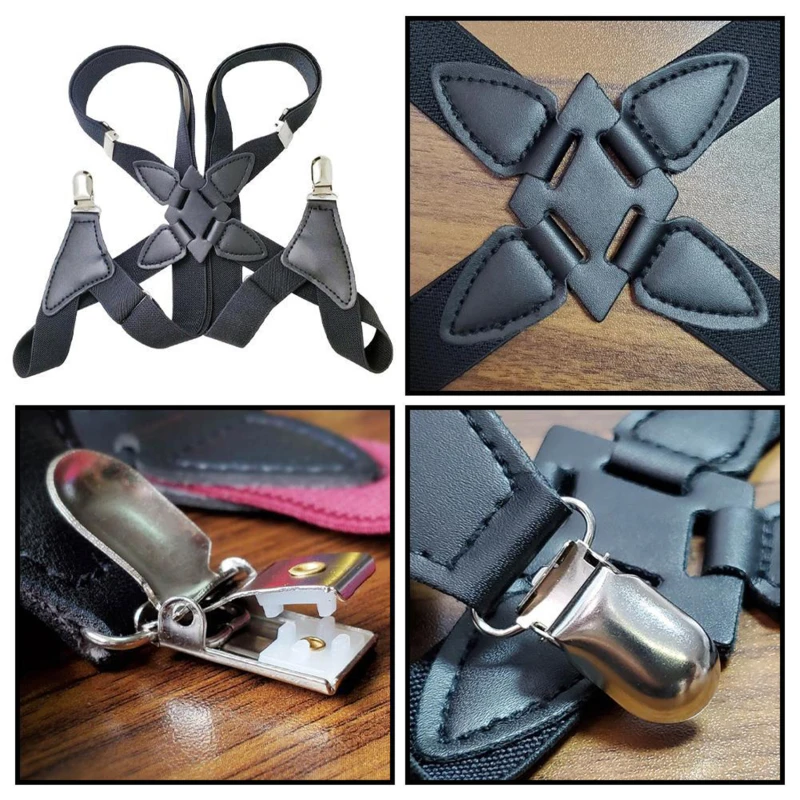 Tirantes ajustables para hombre, correa elástica en forma de X, Clip lateral cruzado, tirantes para adultos, accesorios de ropa