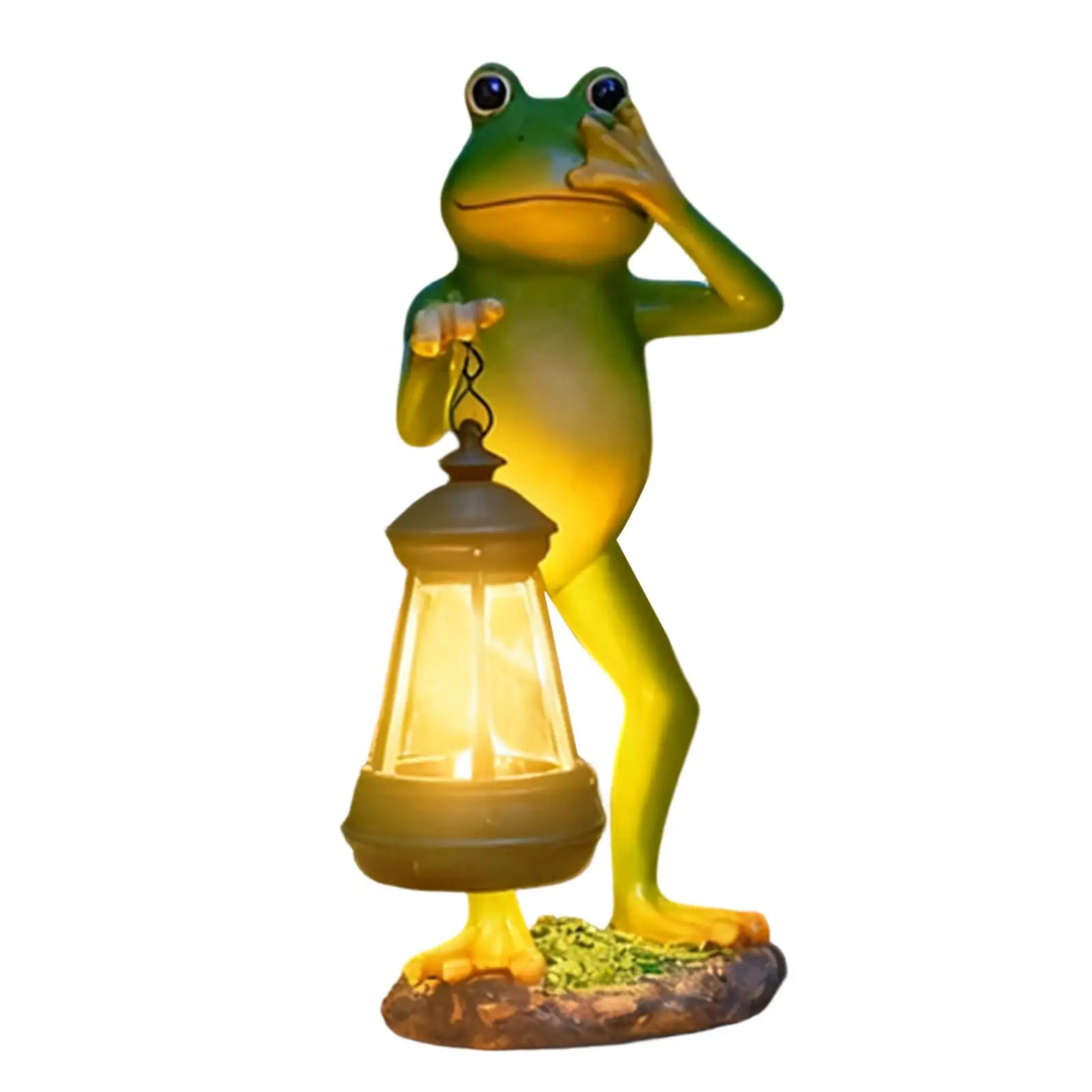 Solar Statue Lantern Waterproof Resin Frog Sculpture Lighting Frog Figures With Lighting for Lawn Yard Garden Patio Walkway